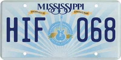 MS license plate HIF068