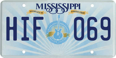 MS license plate HIF069