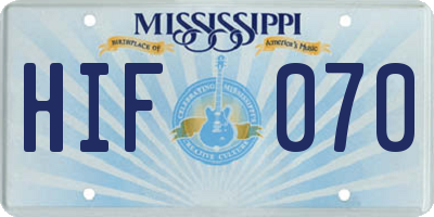 MS license plate HIF070