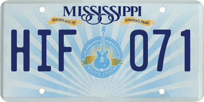 MS license plate HIF071