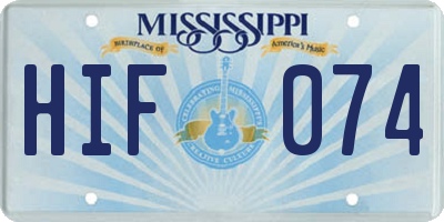 MS license plate HIF074