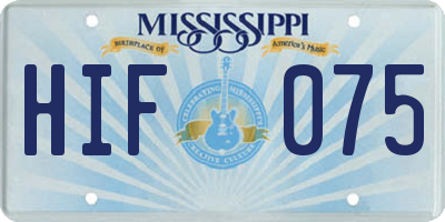 MS license plate HIF075