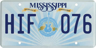 MS license plate HIF076