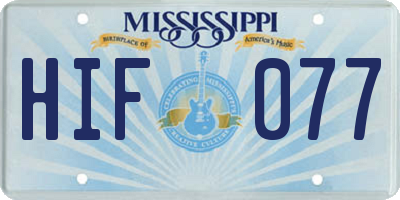 MS license plate HIF077