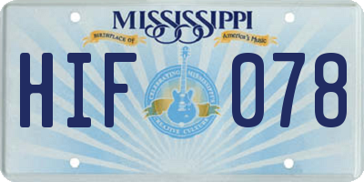 MS license plate HIF078