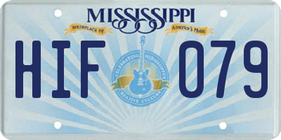 MS license plate HIF079