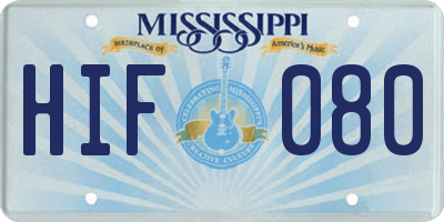 MS license plate HIF080