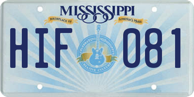 MS license plate HIF081