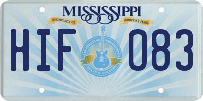 MS license plate HIF083