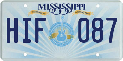 MS license plate HIF087