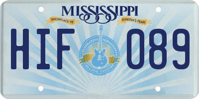 MS license plate HIF089