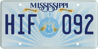MS license plate HIF092