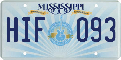 MS license plate HIF093