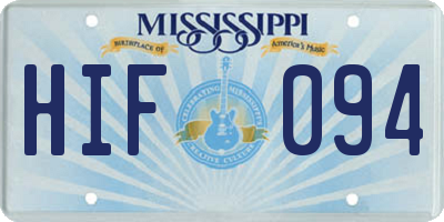 MS license plate HIF094