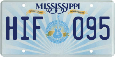 MS license plate HIF095