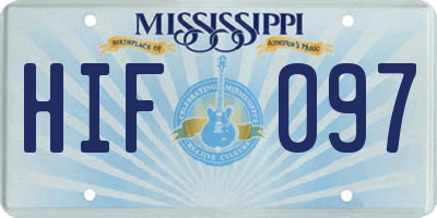 MS license plate HIF097