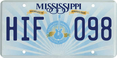 MS license plate HIF098