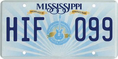 MS license plate HIF099