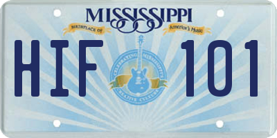 MS license plate HIF101