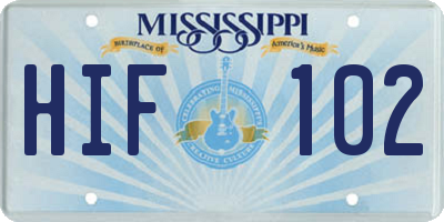 MS license plate HIF102