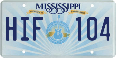 MS license plate HIF104