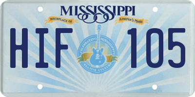 MS license plate HIF105
