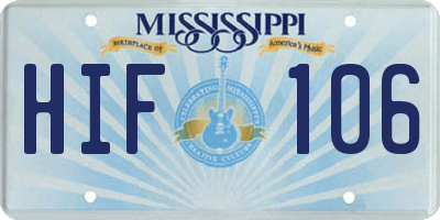 MS license plate HIF106