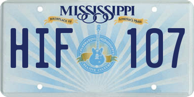 MS license plate HIF107