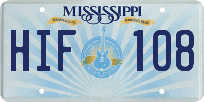 MS license plate HIF108
