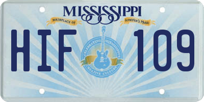 MS license plate HIF109