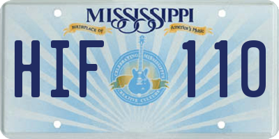 MS license plate HIF110