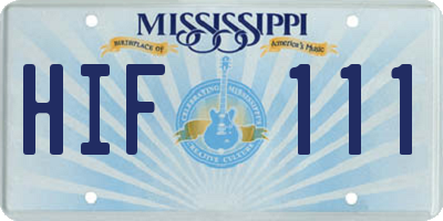 MS license plate HIF111
