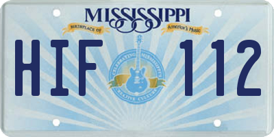MS license plate HIF112