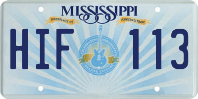 MS license plate HIF113