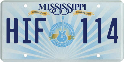 MS license plate HIF114