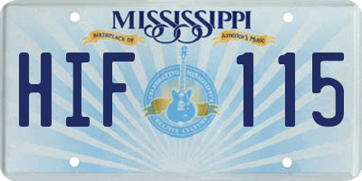 MS license plate HIF115
