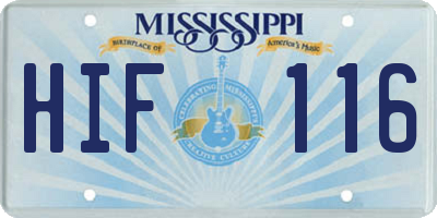 MS license plate HIF116