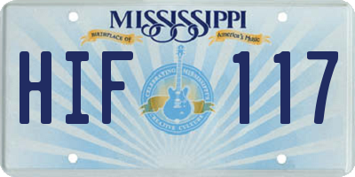 MS license plate HIF117