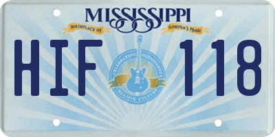 MS license plate HIF118