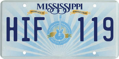 MS license plate HIF119