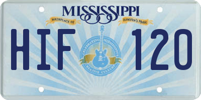 MS license plate HIF120