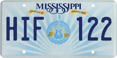 MS license plate HIF122
