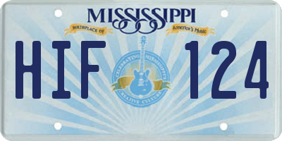 MS license plate HIF124