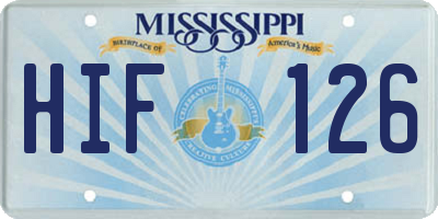 MS license plate HIF126