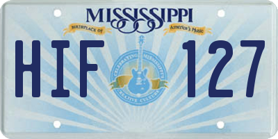 MS license plate HIF127