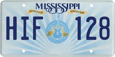 MS license plate HIF128