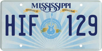 MS license plate HIF129