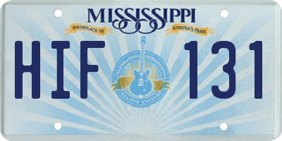 MS license plate HIF131