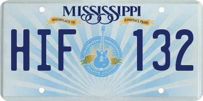 MS license plate HIF132