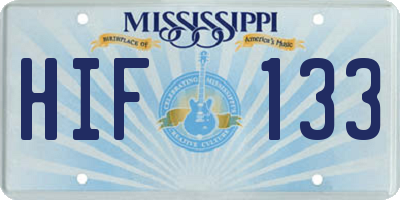 MS license plate HIF133